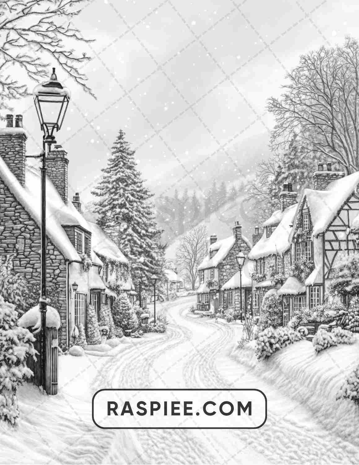 82 Winter Landscapes Adult Coloring Pages - RASPIEE