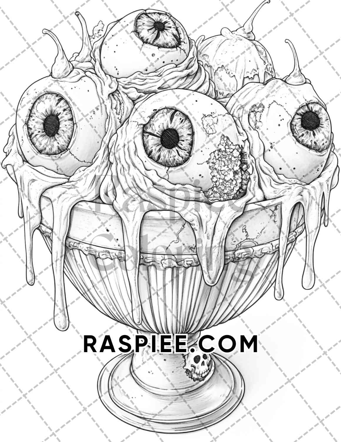 Spooky Desserts Halloween Adult Coloring Pages Printable PDF