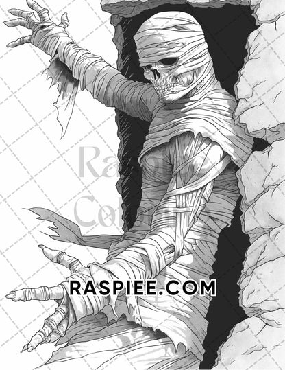 50 Spooky Monsters Halloween Adult Coloring Pages Printable PDF Instant Download - RASPIEE