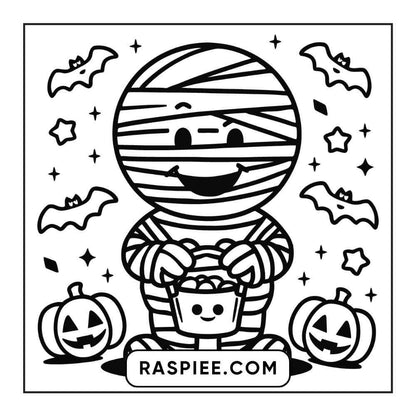 100 Bold and Easy Cute Halloween Coloring Pages Printable PDF Instant Download - RASPIEE