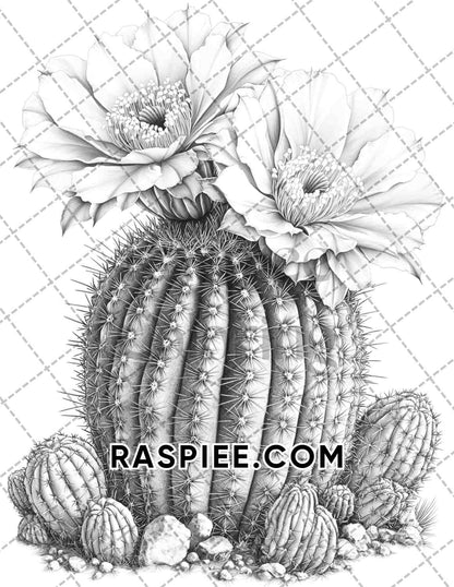 Succulent Blossoms Adult Coloring Pages Printable PDF Instant Download