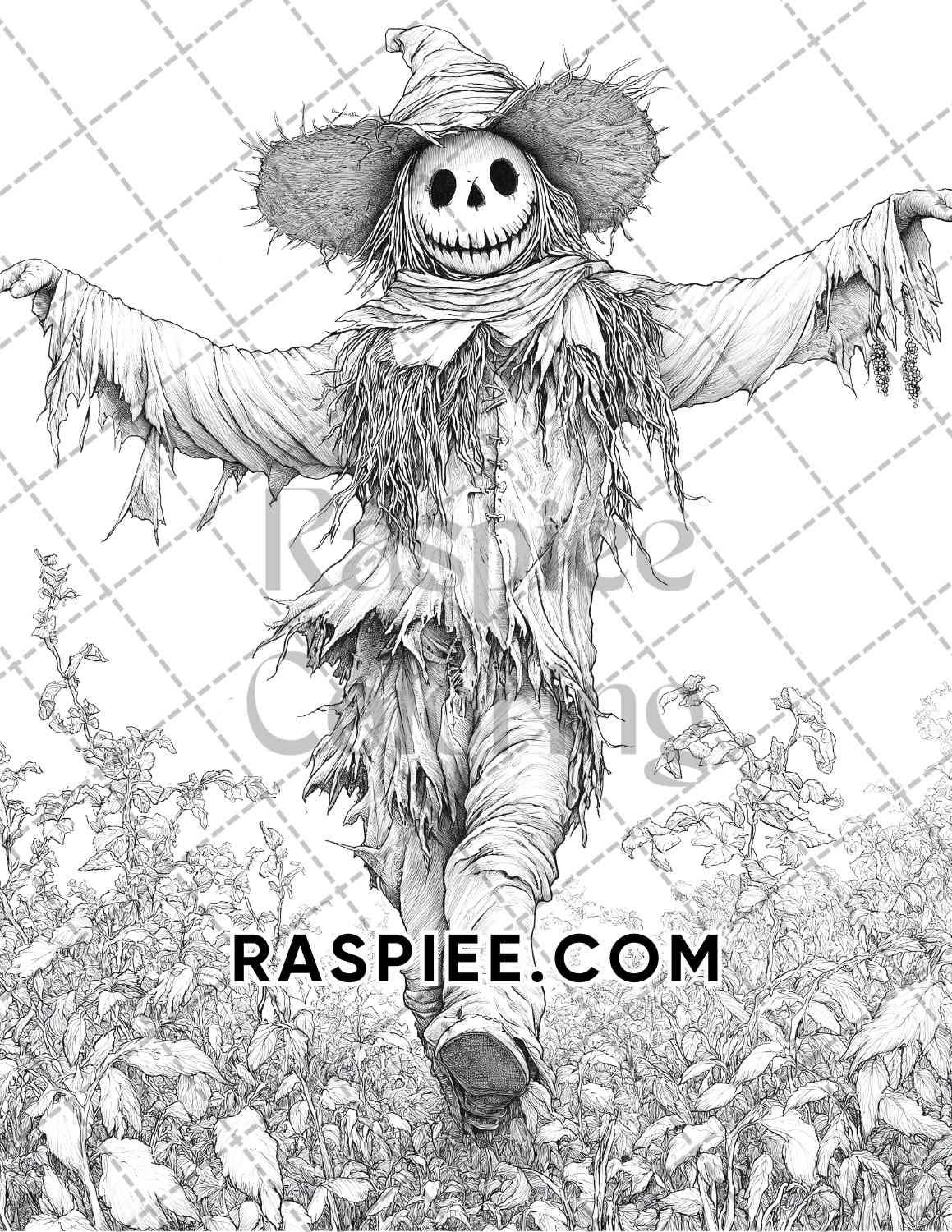 Halloween Surreal Adult Coloring Pages Printable PDF Instant Download - RASPIEE