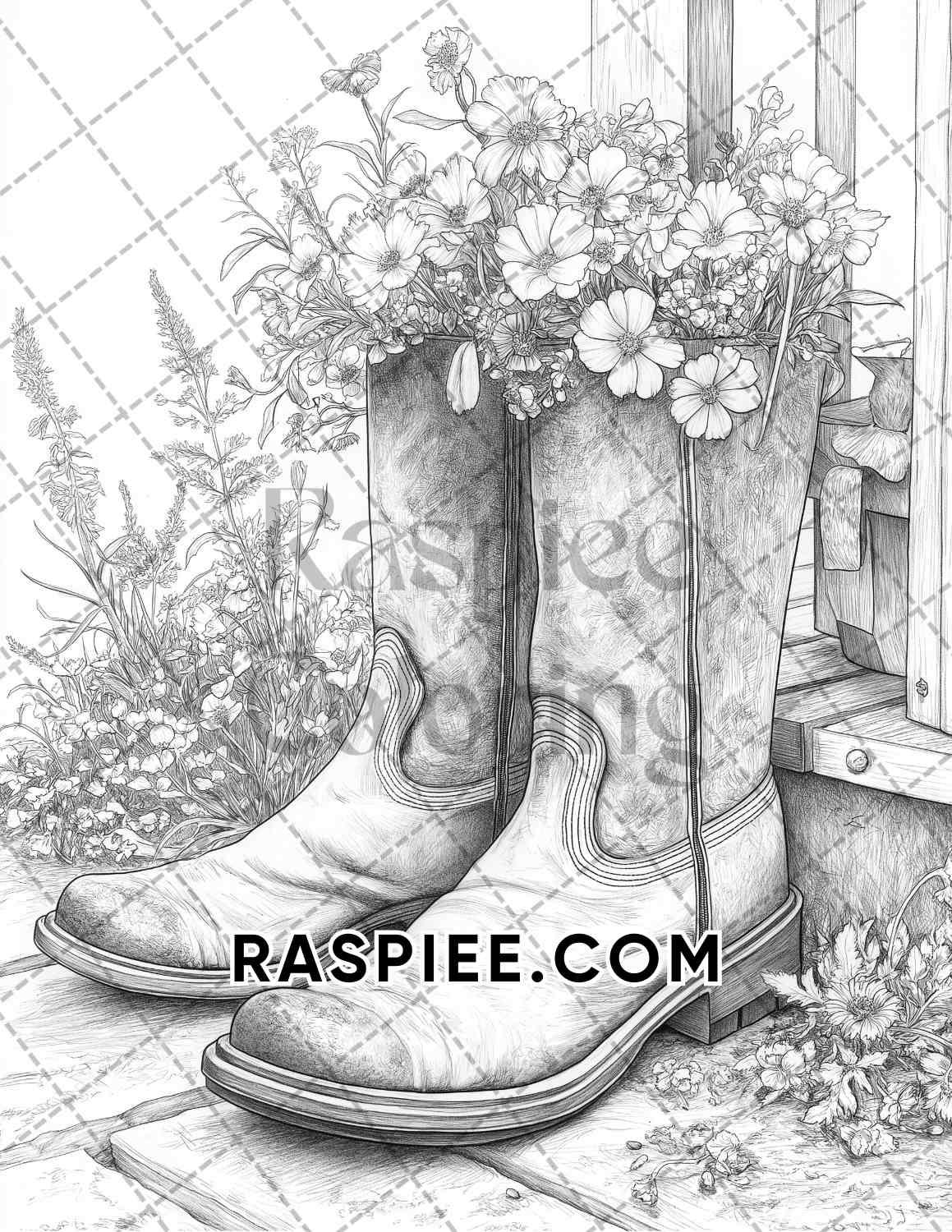 Fall Flowers Adult Coloring Pages Printable PDF Instant Download - RASPIEE