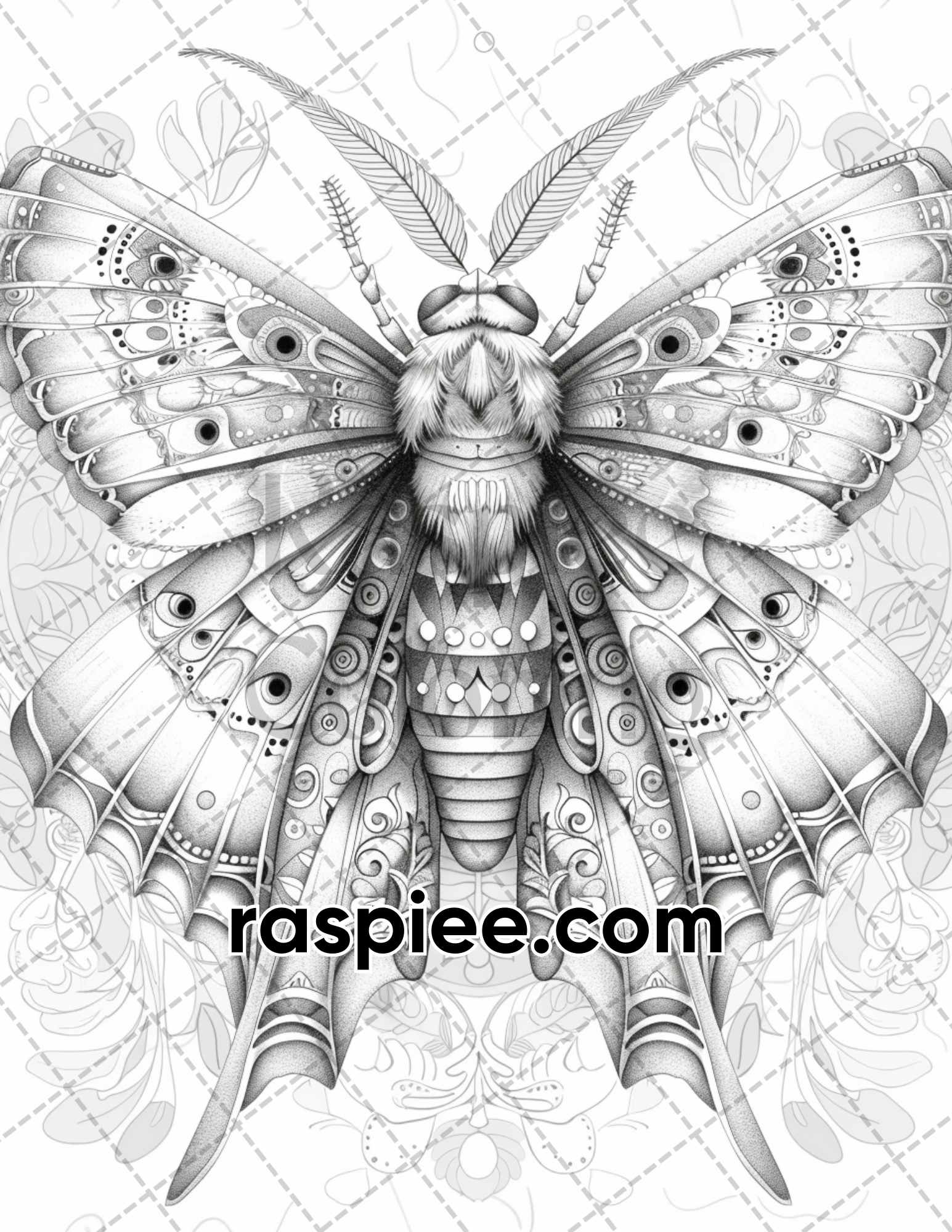 77 Butterflies and Moths Grayscale Adult Coloring Pages, Printable PDF Instant Download - RASPIEE