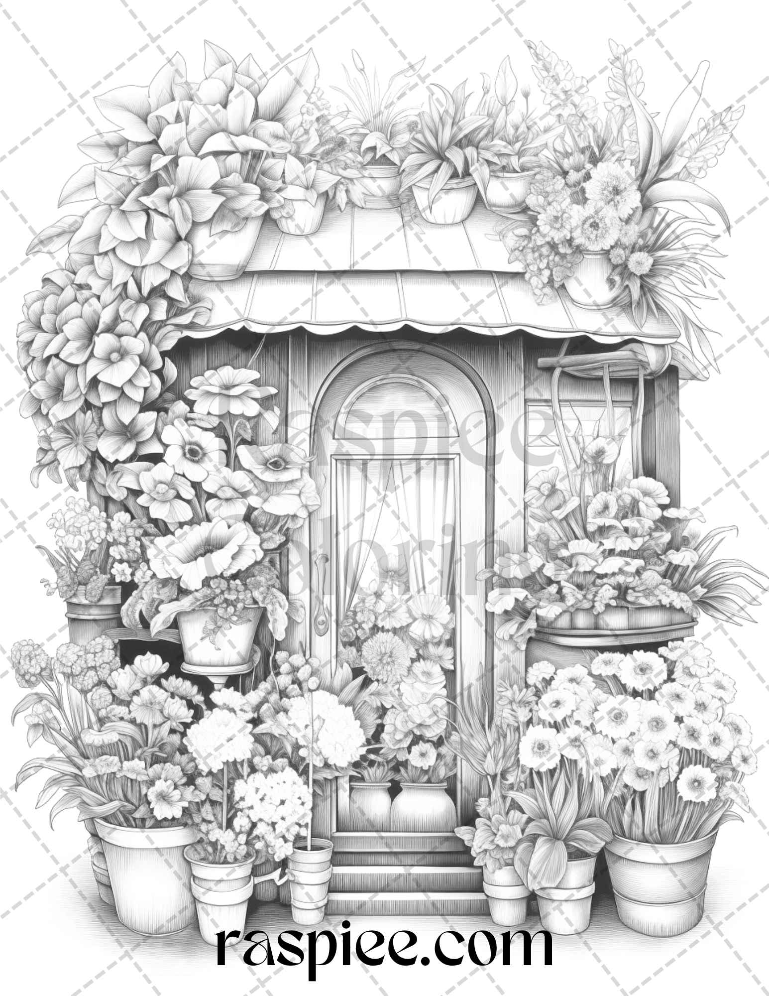 Adult Coloring Pages Premium Coloring Pages Kundanksart Flower Blossom  Grayscale Coloring Instant Download A4,A3 Printable 