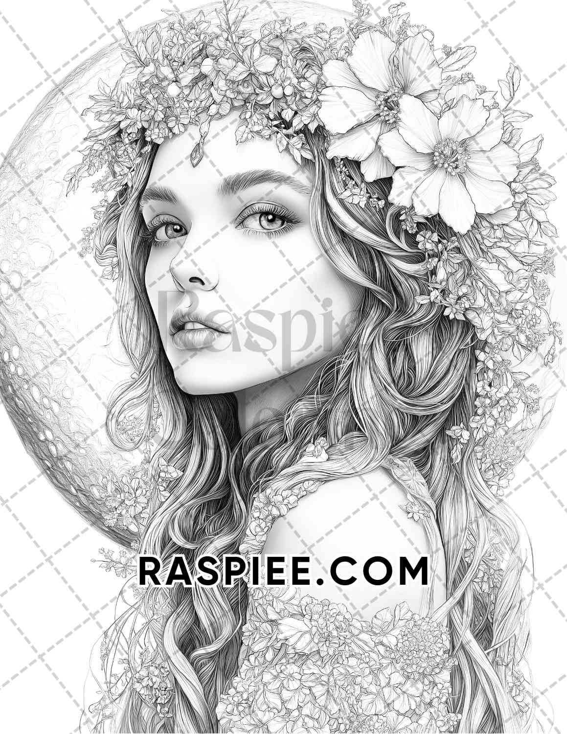 Fairy Beauties Portrait Adult Coloring Pages Printable PDF Instant Download