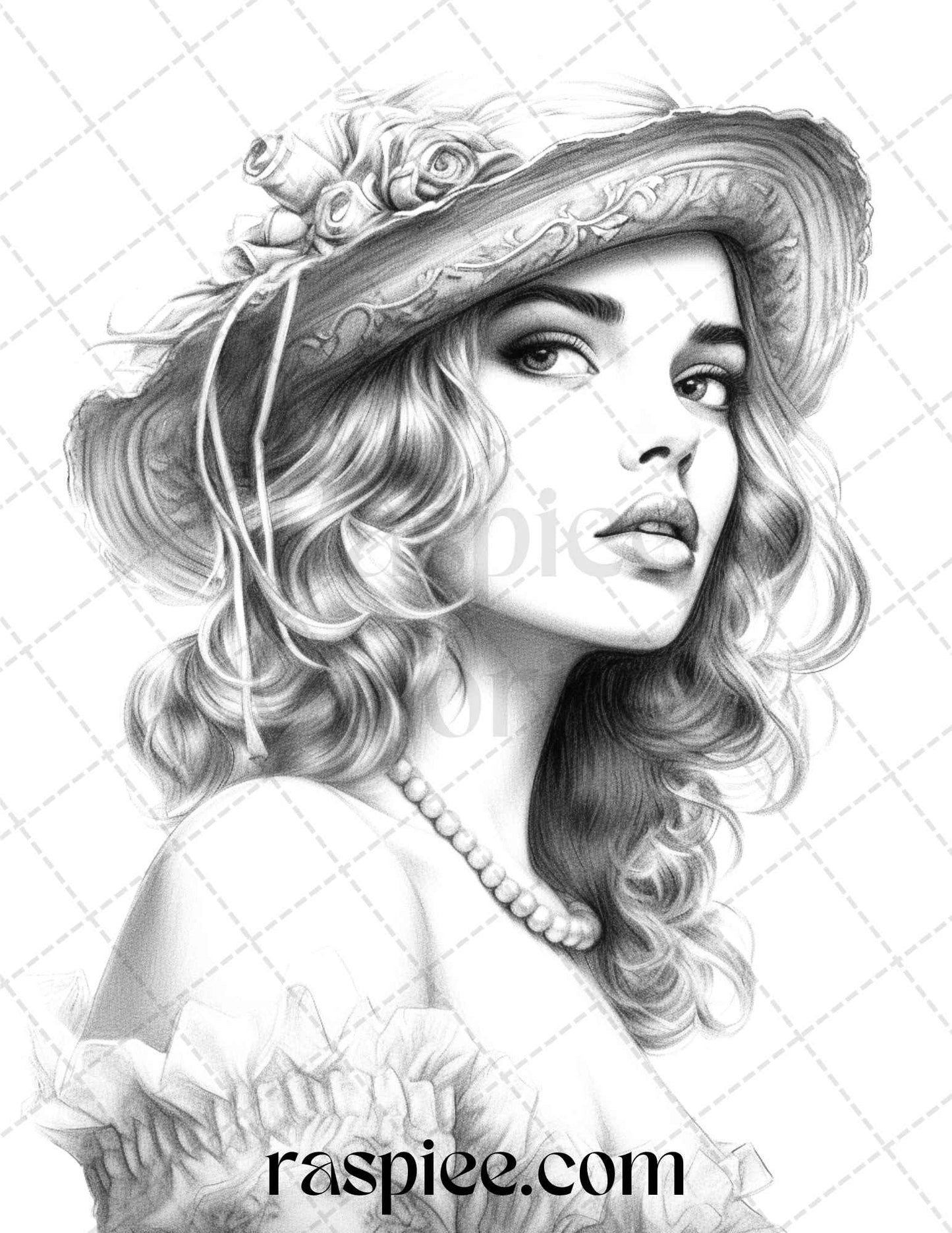 40 Beautiful Gatsby Girls Grayscale Coloring Pages Printable for Adults, PDF File Instant Download - raspiee