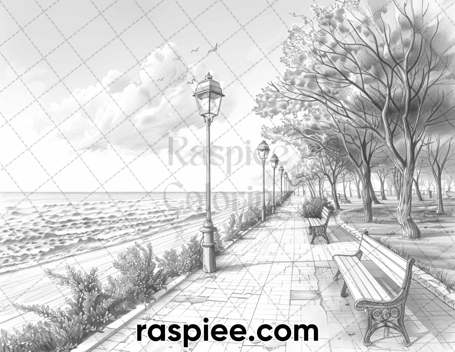 adult coloring pages, adult coloring sheets, adult coloring book pdf, adult coloring book printable, grayscale coloring pages, grayscale coloring books, landscapes coloring pages for adults, landscapes coloring book, grayscale illustration, summer adult coloring pages, summer coloring book, coastal landscapes adult coloring pages