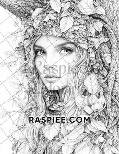 Enchanted Witches Adult Coloring Pages Printable PDF Instant Download - RASPIEE