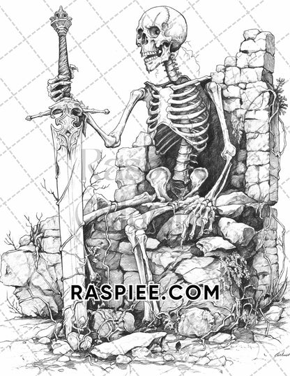 50 Spooky Monsters Halloween Adult Coloring Pages Printable PDF Instant Download - RASPIEE