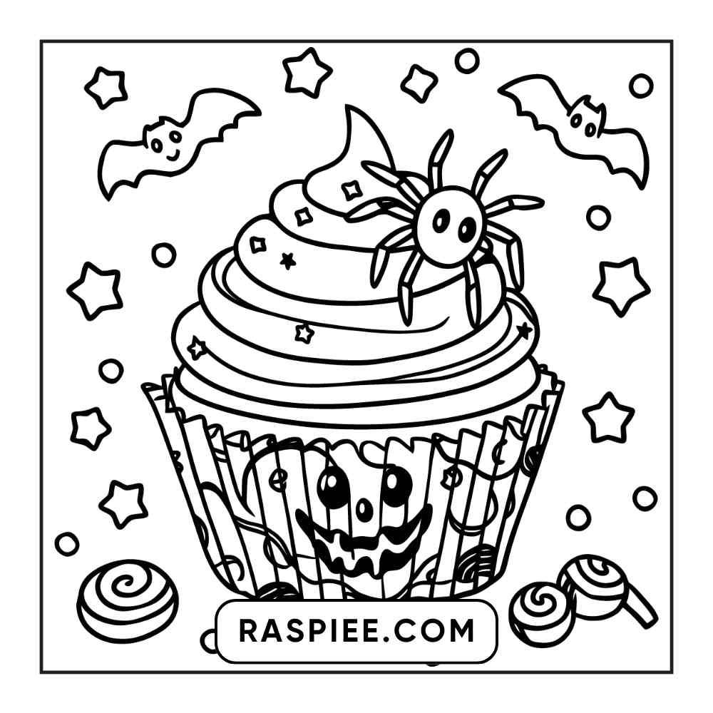 100 Bold and Easy Cute Halloween Coloring Pages Printable PDF Instant Download - RASPIEE