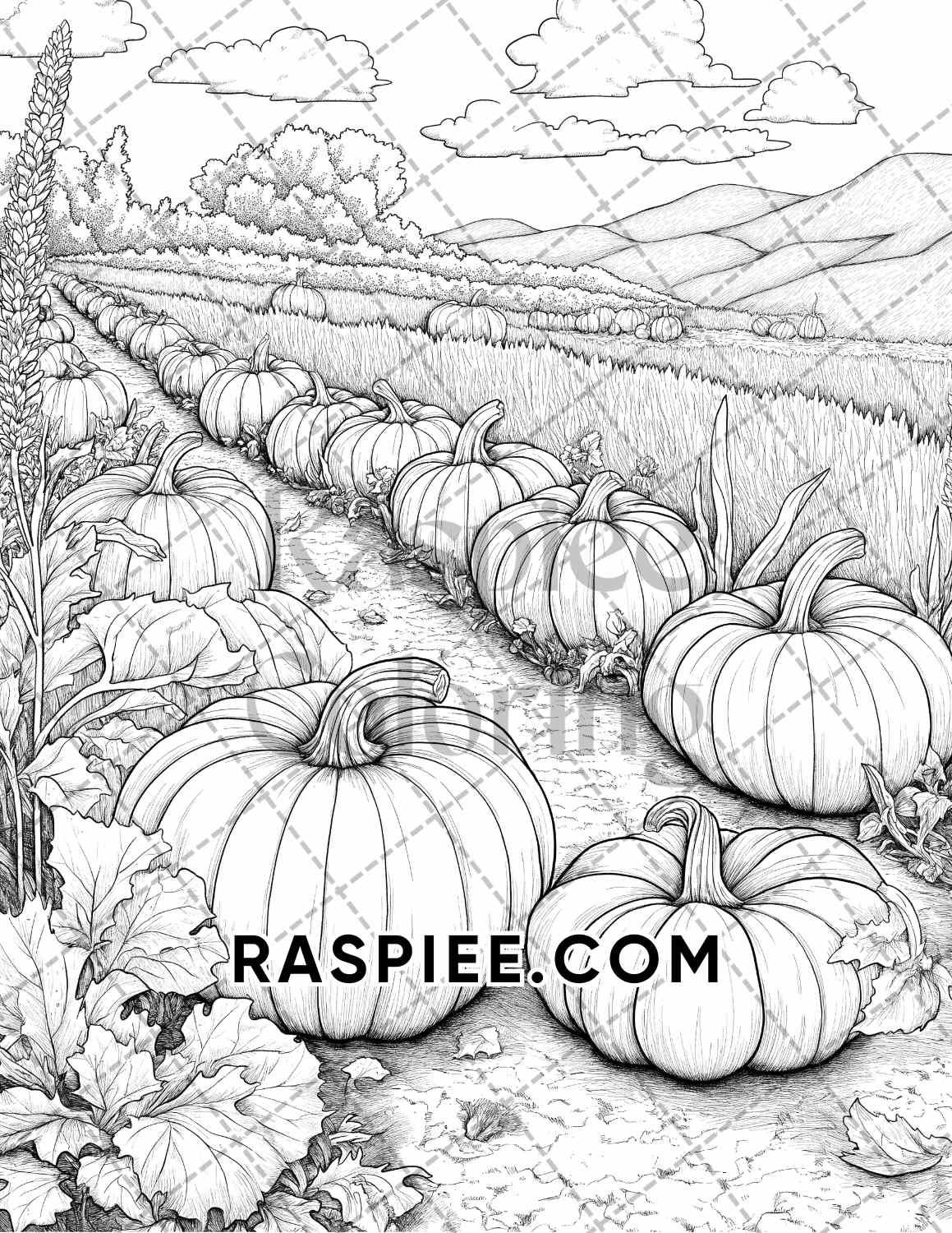 Autumn Charm Adult Coloring Pages Printable PDF Instant Download - RASPIEE