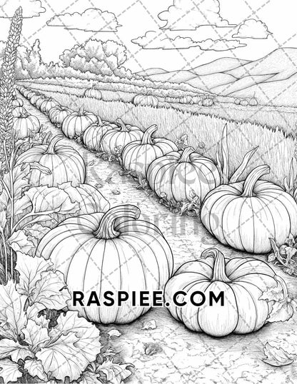 Autumn Charm Adult Coloring Pages Printable PDF Instant Download - RASPIEE