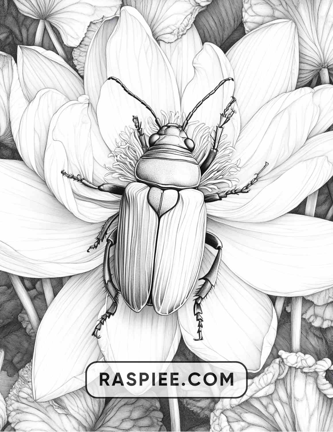 Insects and Flowers Adult Coloring Pages - RASPIEE