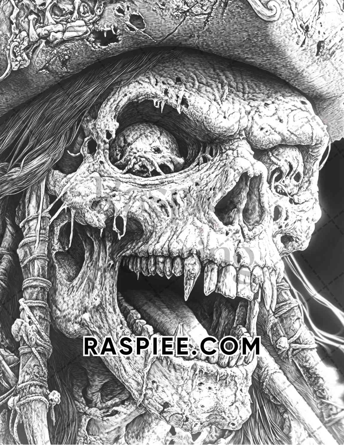 Zombie Pirates Halloween Adult Coloring Pages Printable PDF Instant Download