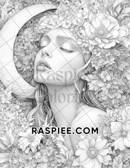 Fairy Beauties Portrait Adult Coloring Pages Printable PDF Instant Download