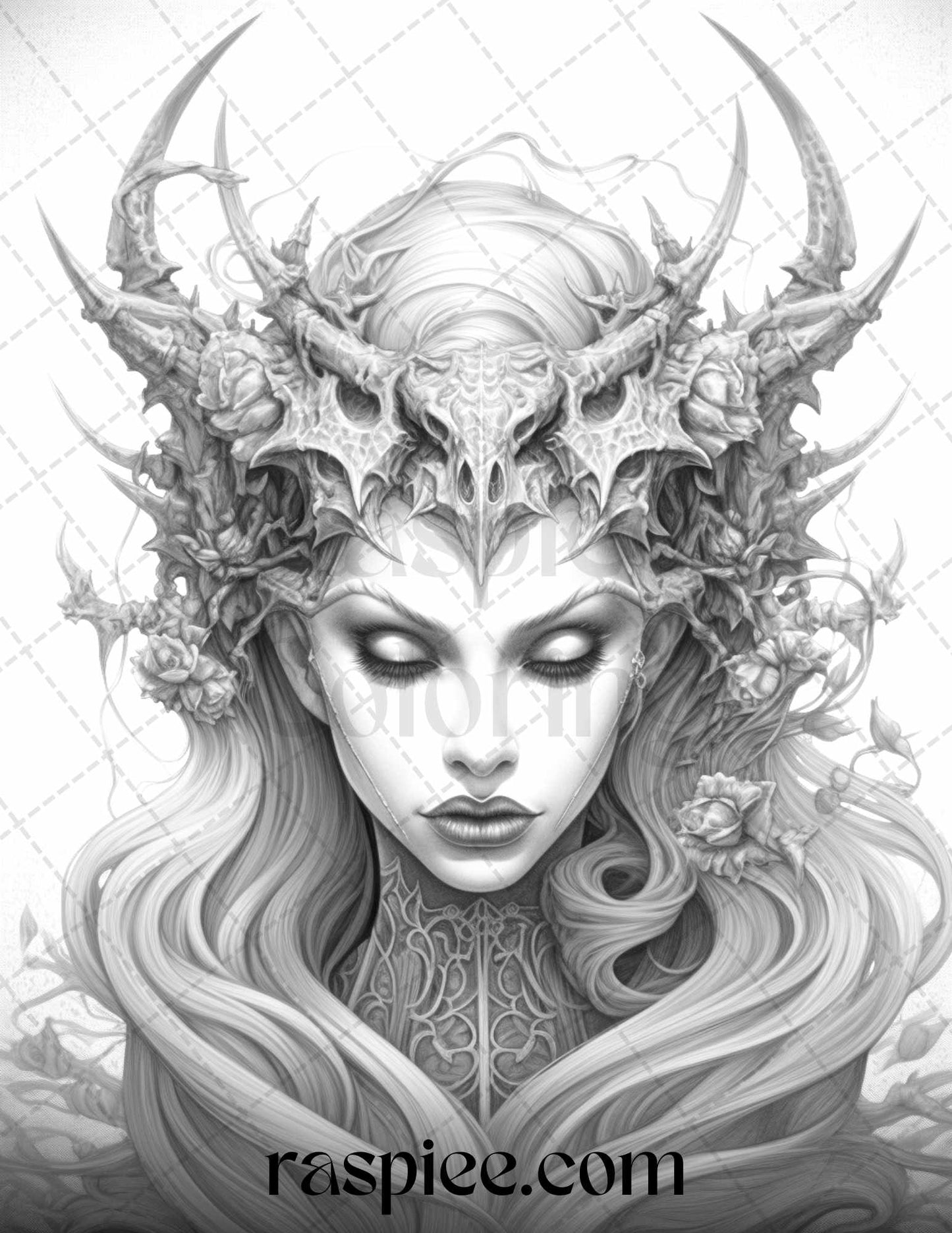 40 Dark Evil Fairy Grayscale Coloring Pages Printable for Adults, PDF File Instant Download