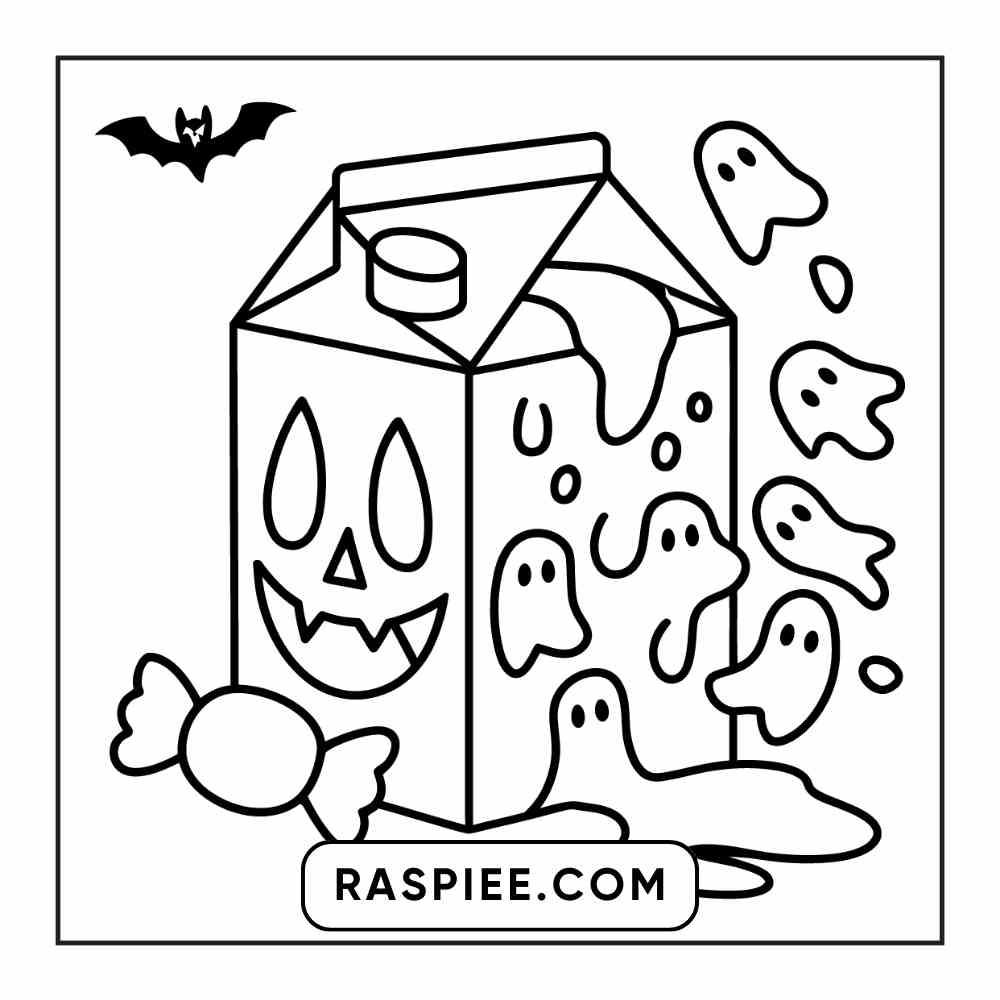 100 Bold Easy Spooky Food & Drinks Coloring Pages Printable PDF Instant Download - RASPIEE