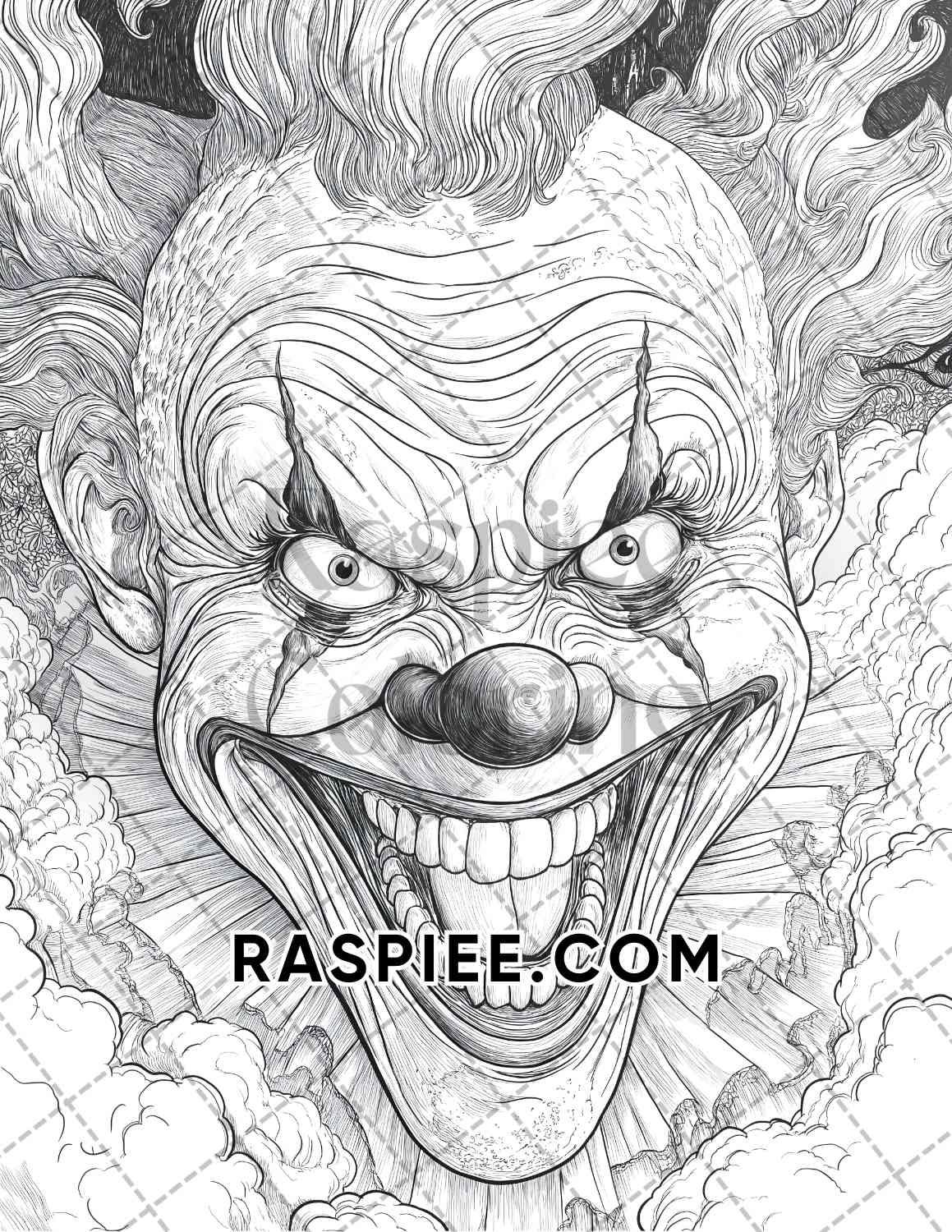 Halloween Surreal Adult Coloring Pages Printable PDF Instant Download - RASPIEE