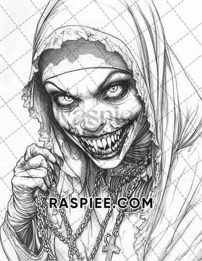 Horror Demons Halloween Adult Coloring Pages Printable PDF Instant Download