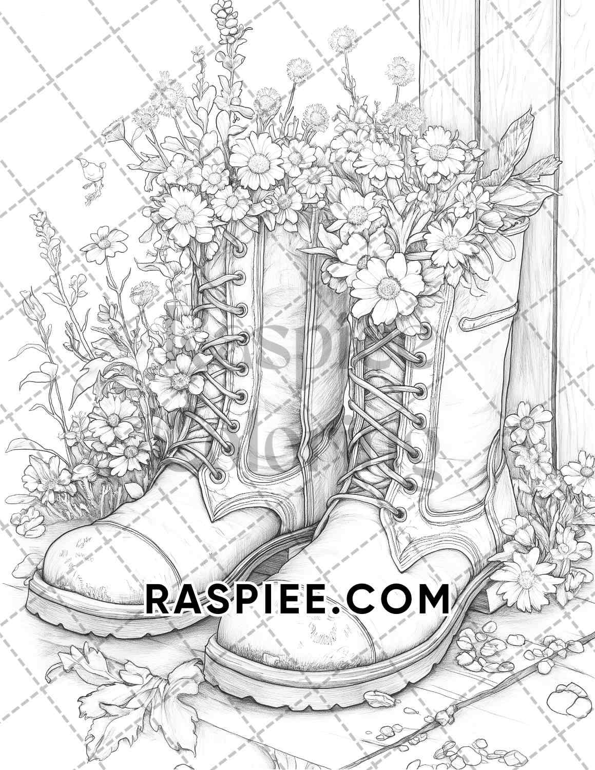 Fall Flowers Adult Coloring Pages Printable PDF Instant Download - RASPIEE