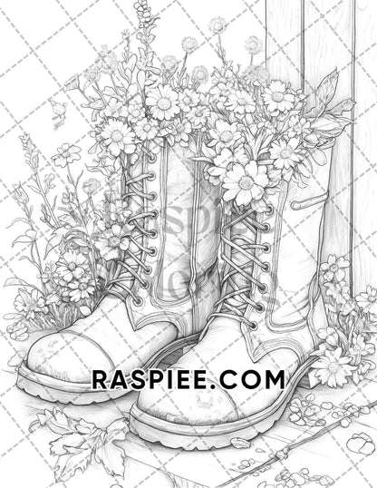 Fall Flowers Adult Coloring Pages Printable PDF Instant Download - RASPIEE