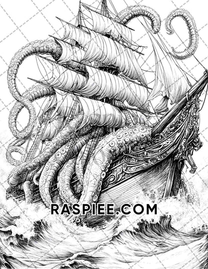 Nightmarish Creatures Halloween Adult Coloring Pages Printable PDF Instant Download