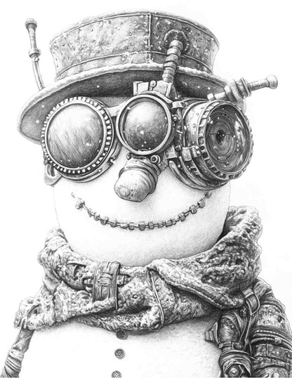 Steampunk Christmas Adult Coloring Pages Printable PDF Instant Download