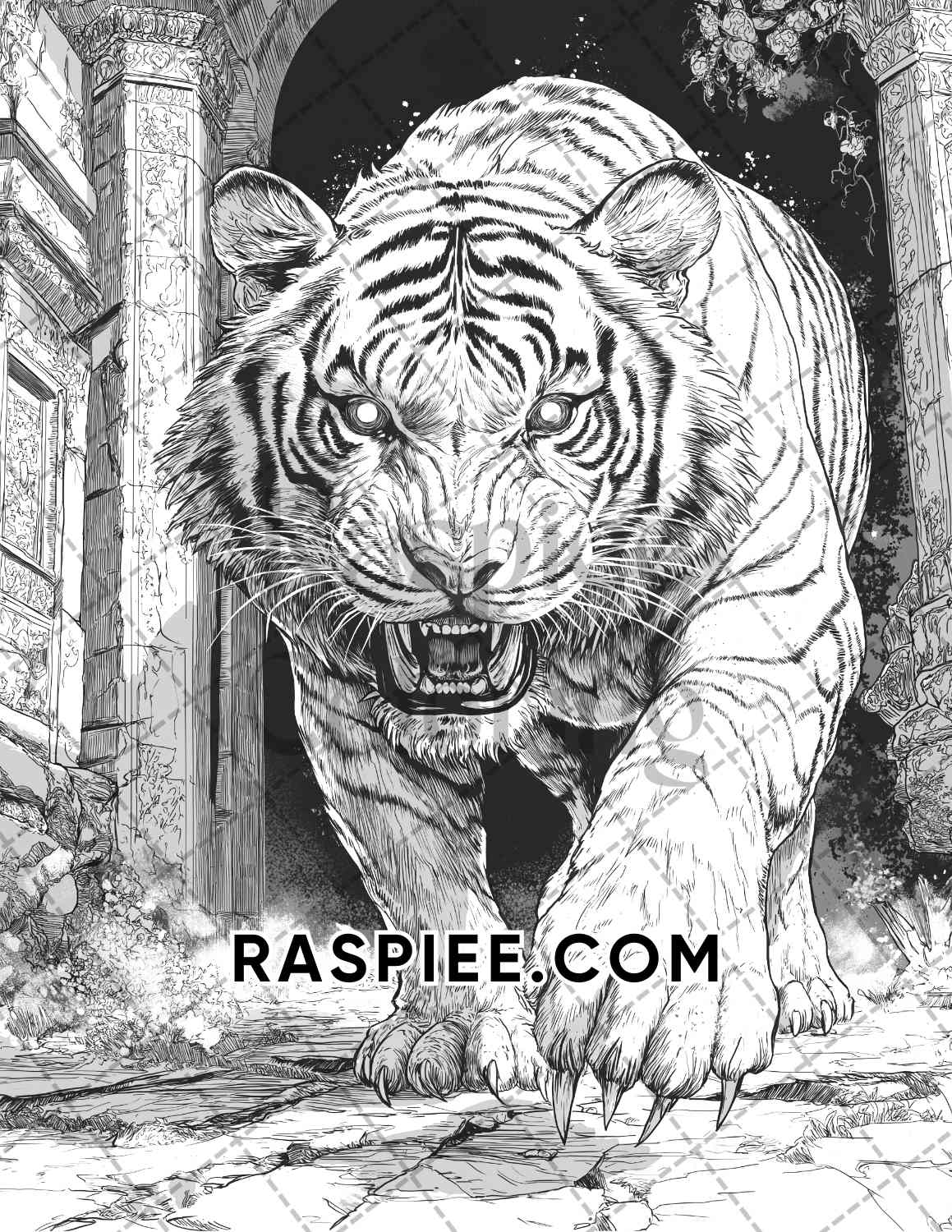 Horror Animals Halloween Adult Coloring Pages Printable PDF Instant Download