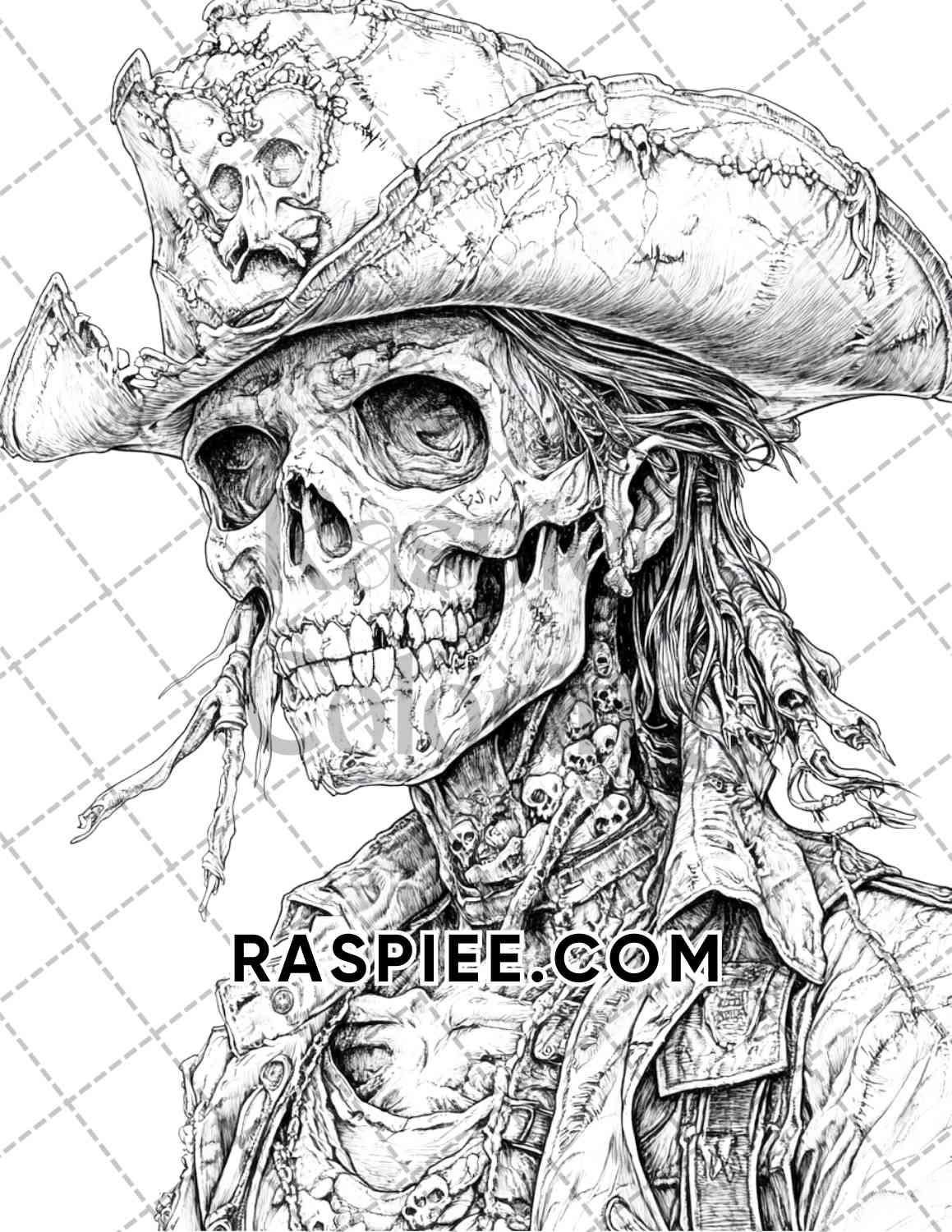 Zombie Pirates Halloween Adult Coloring Pages Printable PDF Instant Download