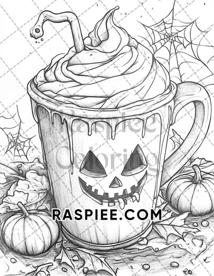 Spooky Desserts Halloween Adult Coloring Pages Printable PDF