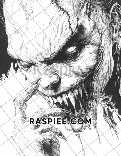 Legends of Horror Halloween Adult Coloring Pages Printable PDF Instant Download