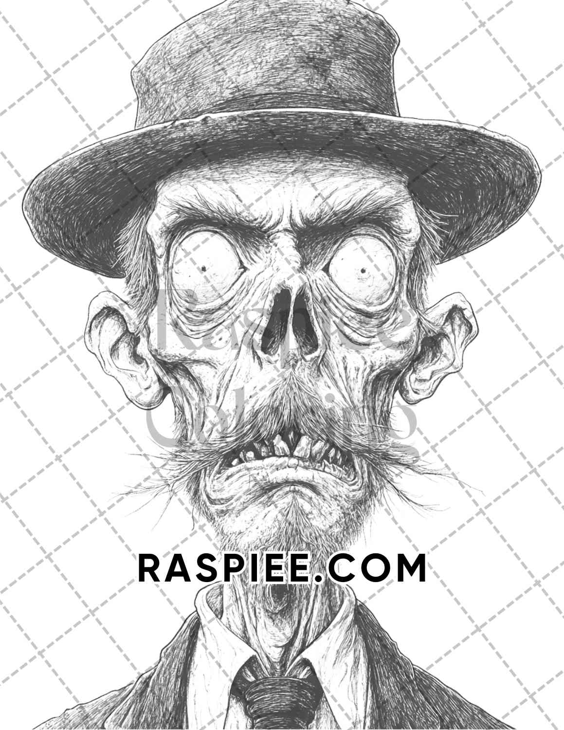 Victorian Zombies Halloween Adult Coloring Pages Printable PDF