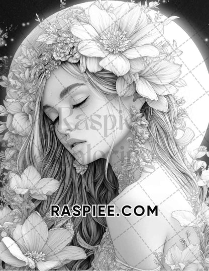 Fairy Beauties Portrait Adult Coloring Pages Printable PDF Instant Download