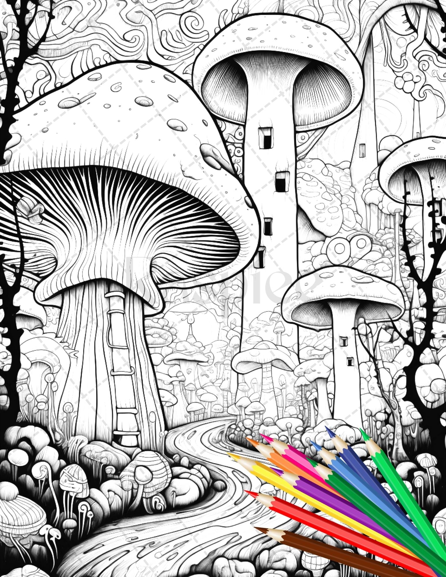 Magic Mushroom Printable Coloring Pages / Digital Download / Trippy  Coloring Book 