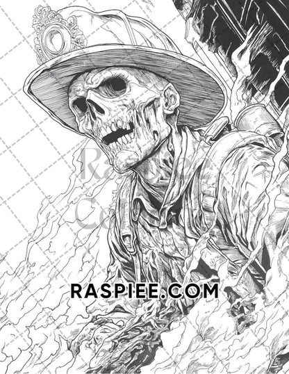 Scary Zombies Halloween Adult Coloring Pages Printable PDF Instant Download