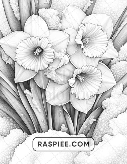 77 Winter Flowers Adult Coloring Pages