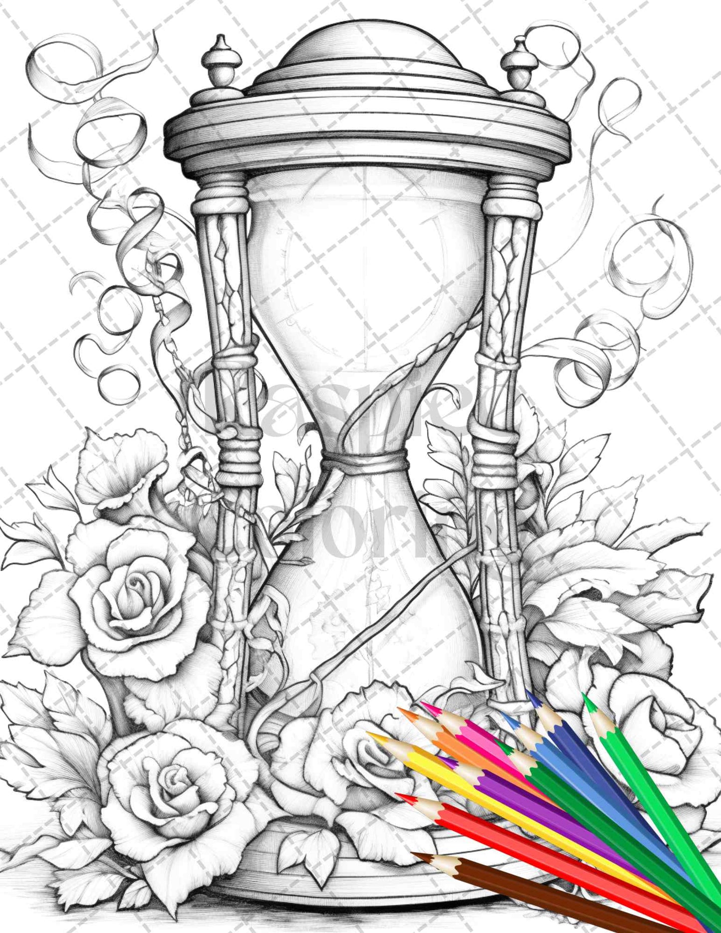 40 Vintage Objects Grayscale Coloring Pages Printable for Adults, PDF File Instant Download - raspiee