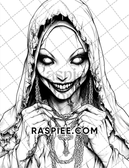 Horror Demons Halloween Adult Coloring Pages Printable PDF Instant Download