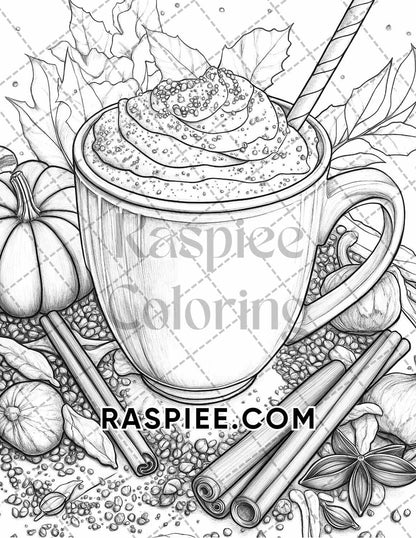 Autumn Charm Adult Coloring Pages Printable PDF Instant Download - RASPIEE