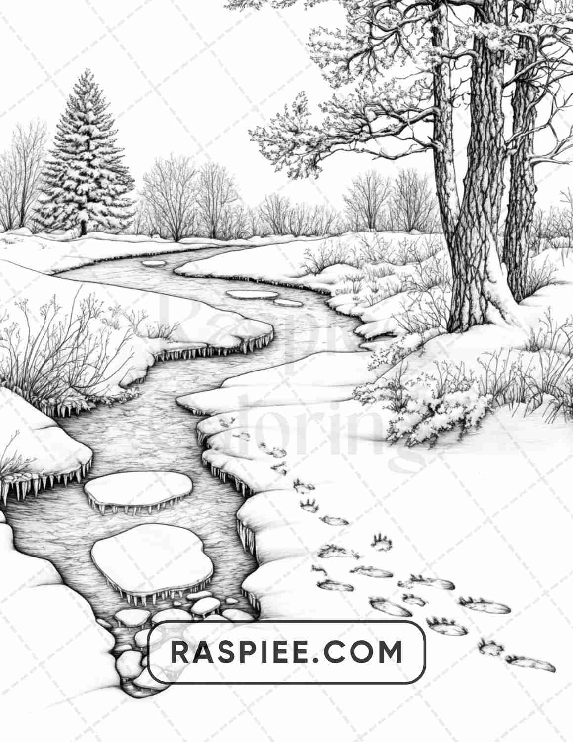 82 Winter Landscapes Adult Coloring Pages - RASPIEE