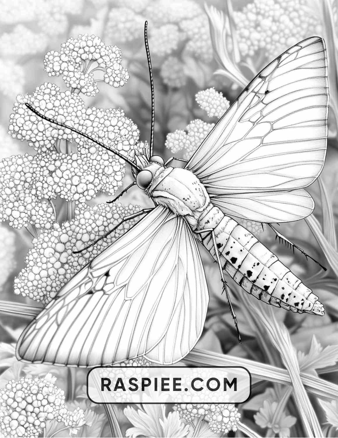 Insects and Flowers Adult Coloring Pages - RASPIEE