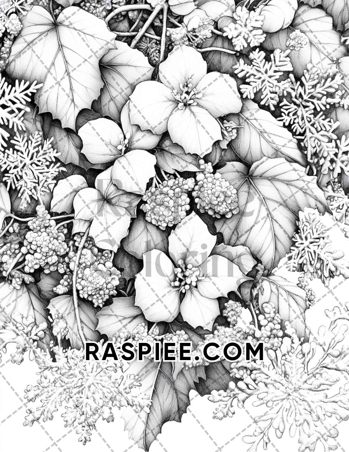 Seasonal Flowers Adult Coloring Pages Printable PDF Instant Download