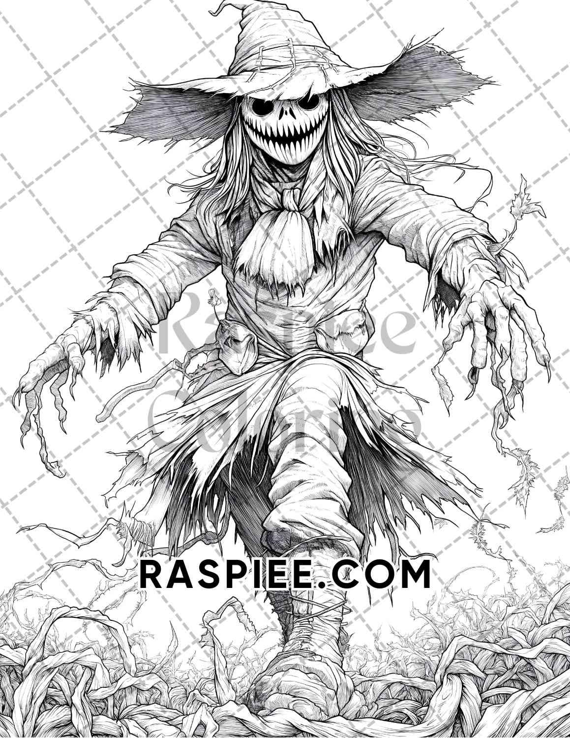 Halloween Surreal Adult Coloring Pages Printable PDF Instant Download - RASPIEE