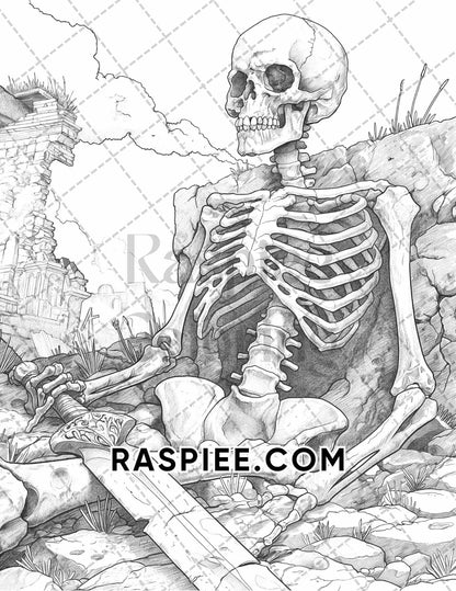 50 Spooky Monsters Halloween Adult Coloring Pages Printable PDF Instant Download - RASPIEE