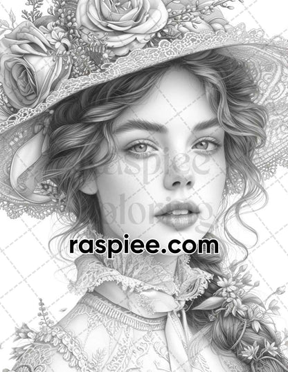 adult coloring pages, adult coloring sheets, adult coloring book pdf, adult coloring book printable, grayscale coloring pages, grayscale coloring books, portrait coloring pages for adults, portrait garden coloring book, grayscale illustration, spring adult coloring pages, victorian girl coloring pages, spring coloring book, victorian portrait coloring pages