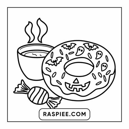 100 Bold Easy Spooky Food & Drinks Coloring Pages Printable PDF Instant Download - RASPIEE