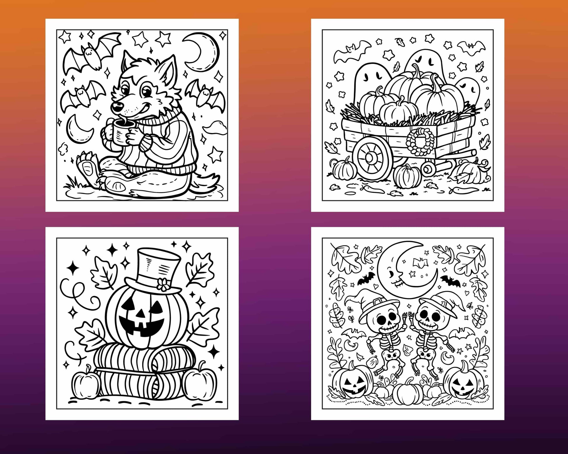 84 Cozy Halloween Bold & Easy Coloring Pages Printable PDF Instant Download - RASPIEE