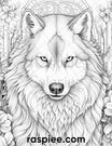 50 Winter Wolf Grayscale Coloring Pages for Adults, Printable PDF Inst ...