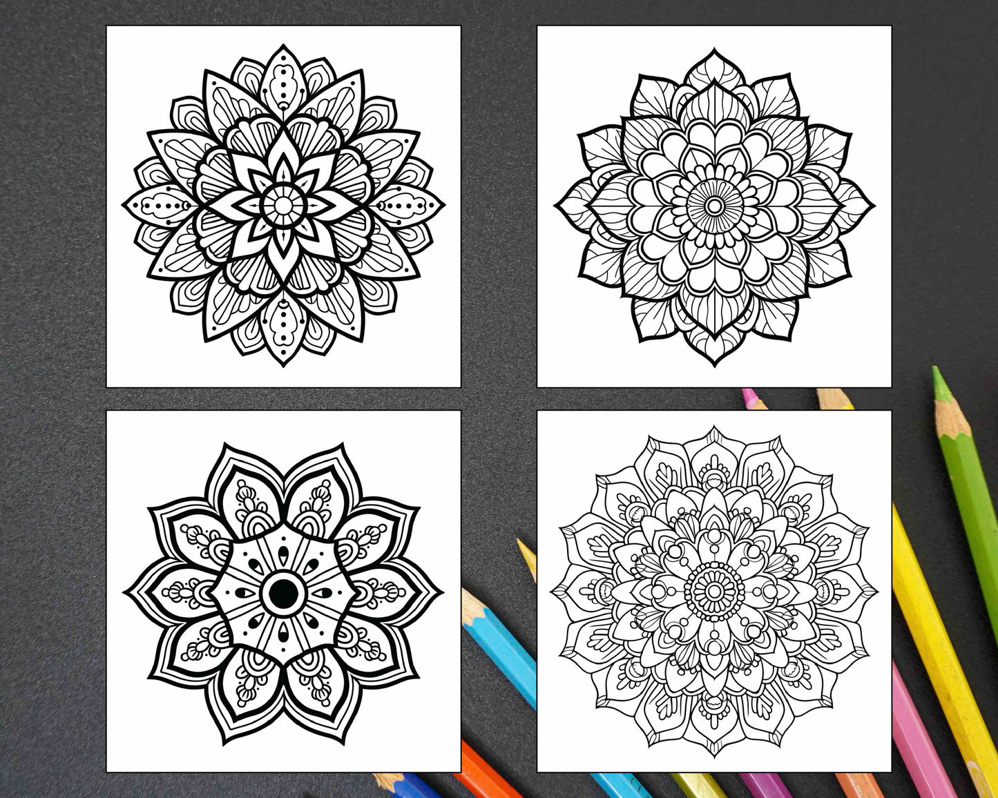 250 Mandala Adult Coloring Pages Vol.2 - RASPIEE